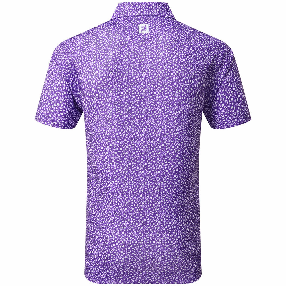 Odor-resistant Stylish and Easygoing FootJoy Tossed Tulips Polo Shirt - Violet/White