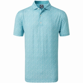 FootJoy Tossed Tulips Polo Shirt- Maui Blue/White layerable AllWeatherComfort