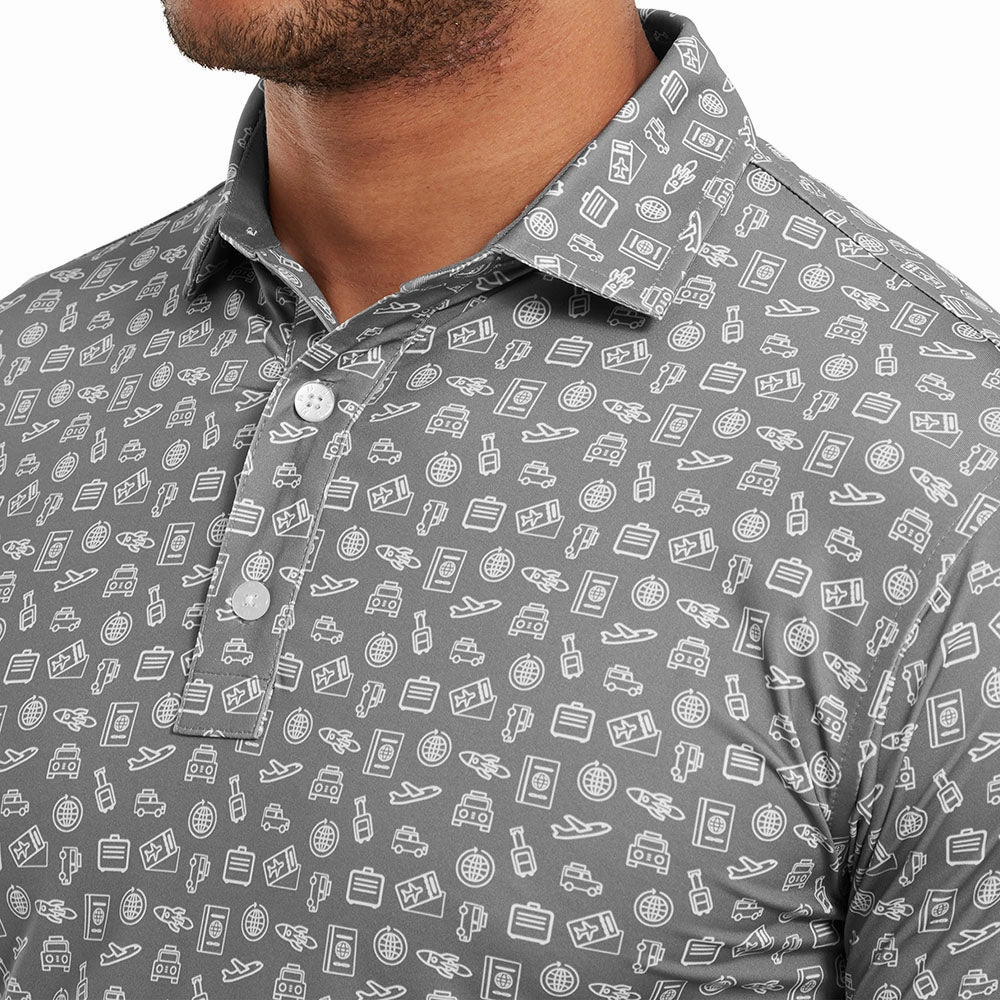 FootJoy Travel Print Polo Shirt - Lava/White Timeless Style