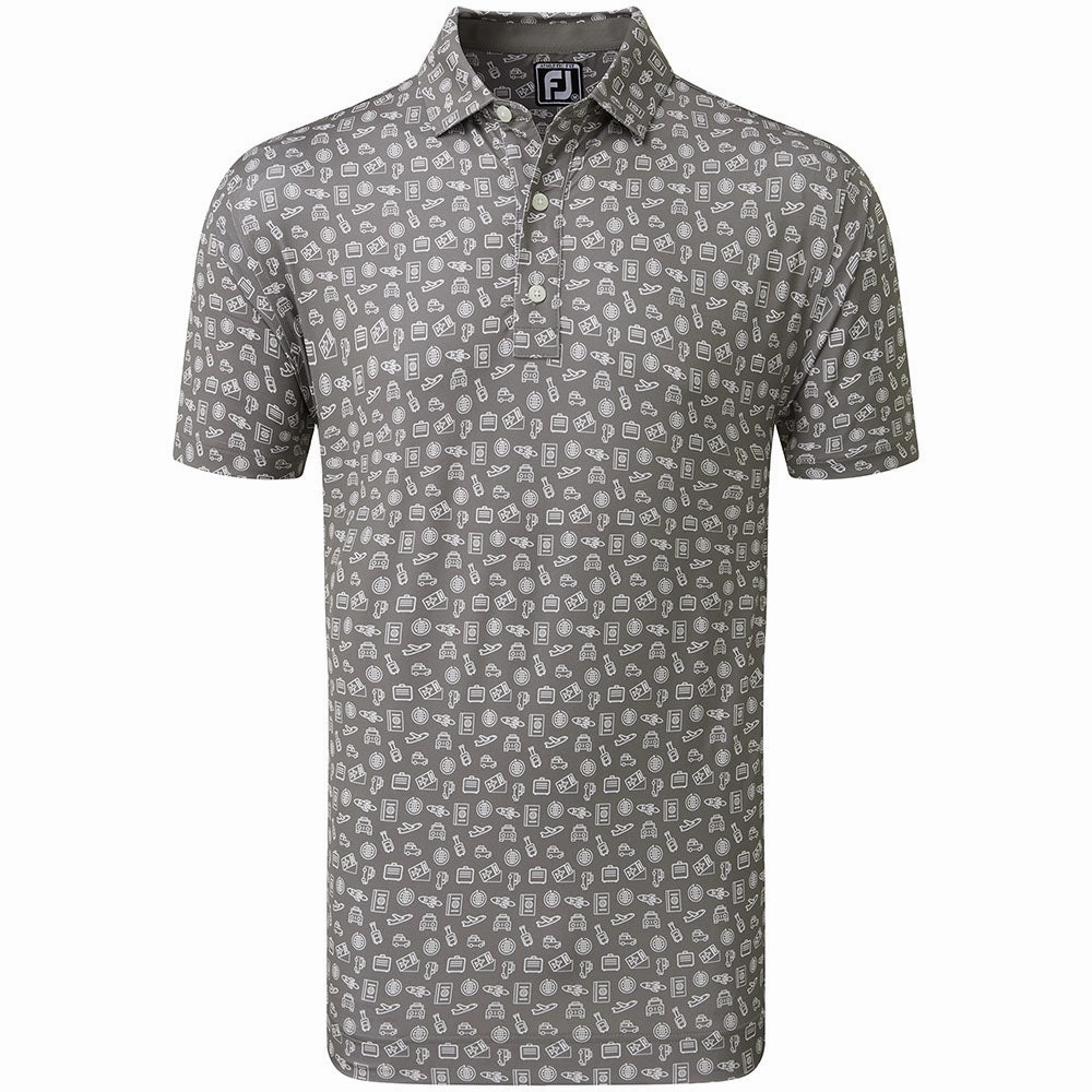 FootJoy Travel Print Polo Shirt - Lava/White Lightweight Construction