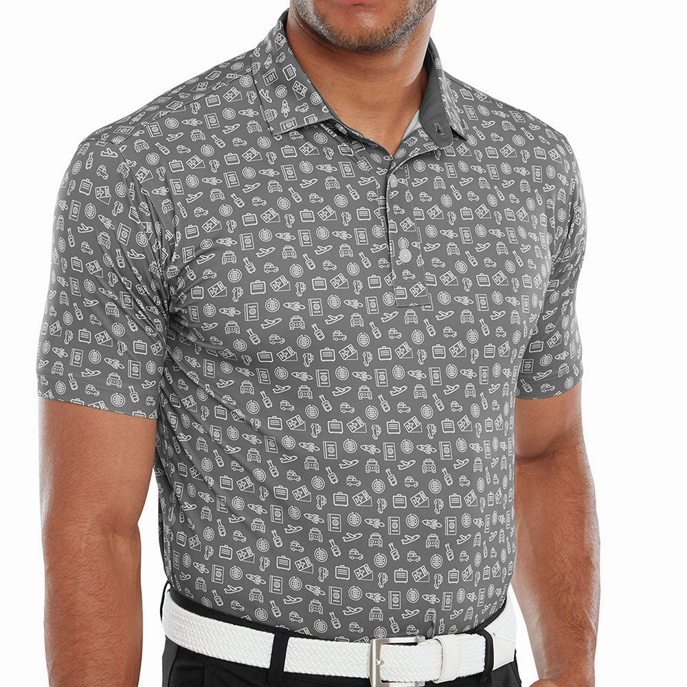 perfect for all-day wear FootJoy Travel Print Polo Shirt - Lava/White