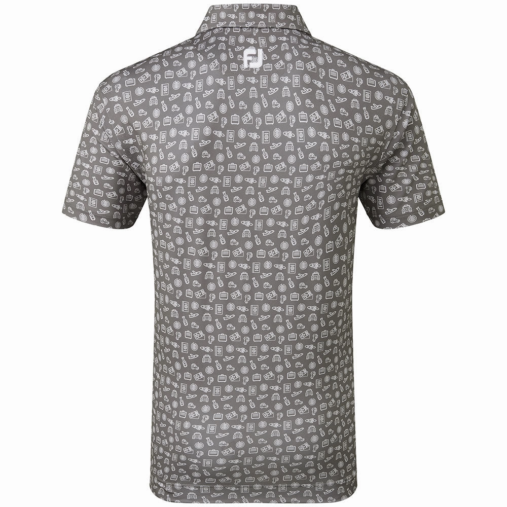 FootJoy Travel Print Polo Shirt - Lava/White UV Protective Fabric