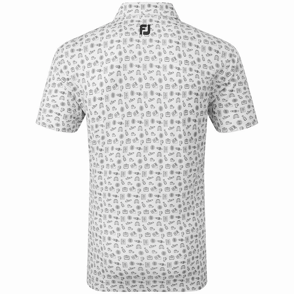 FootJoy Travel Print Polo Shirt - White/Black Active Outfit Active Style