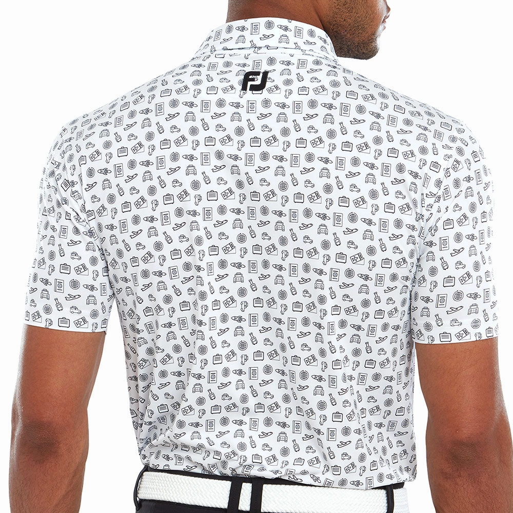 Everyday Style FootJoy Travel Print Polo Shirt - White/Black