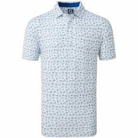 School Uniform FootJoy Travel Print Polo Shirt - White/Twilight