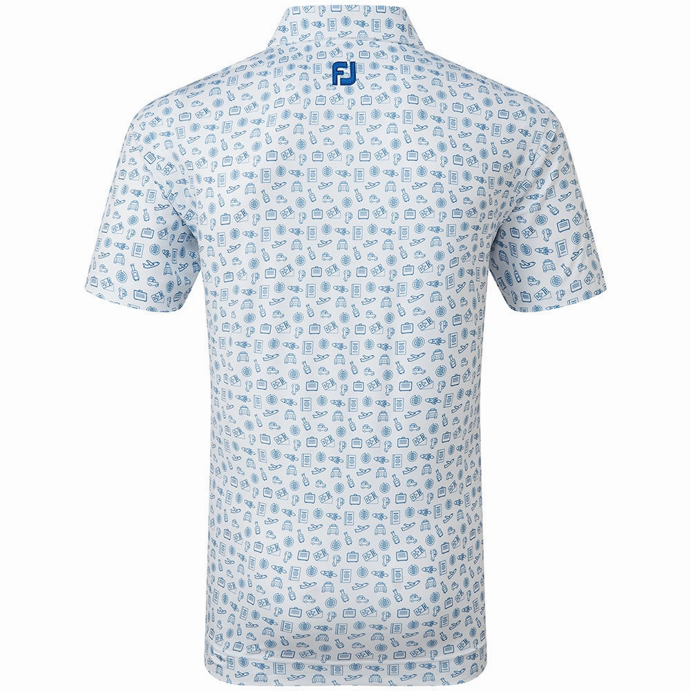Quick-Dry Fabric FootJoy Travel Print Polo Shirt - White/Twilight