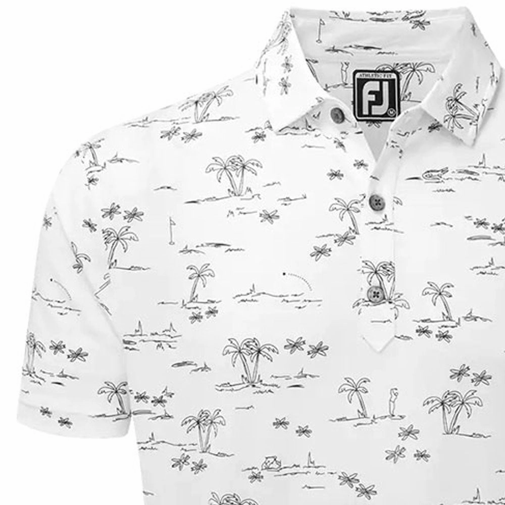 Sleep FootJoy Tropic Golf Lisle Polo Shirt - White/Navy