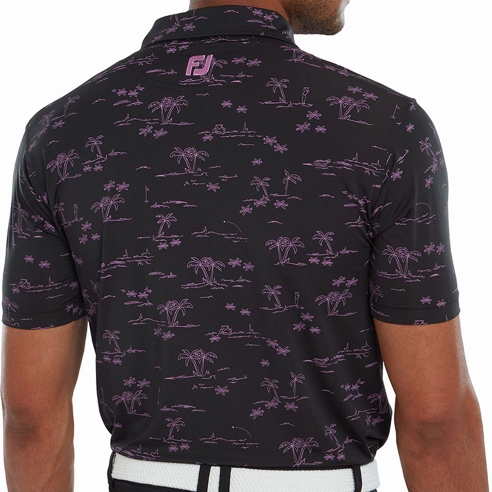 FootJoy Tropic Print Polo Shirt - Black/Orchid Neutral Color Feminine Touch
