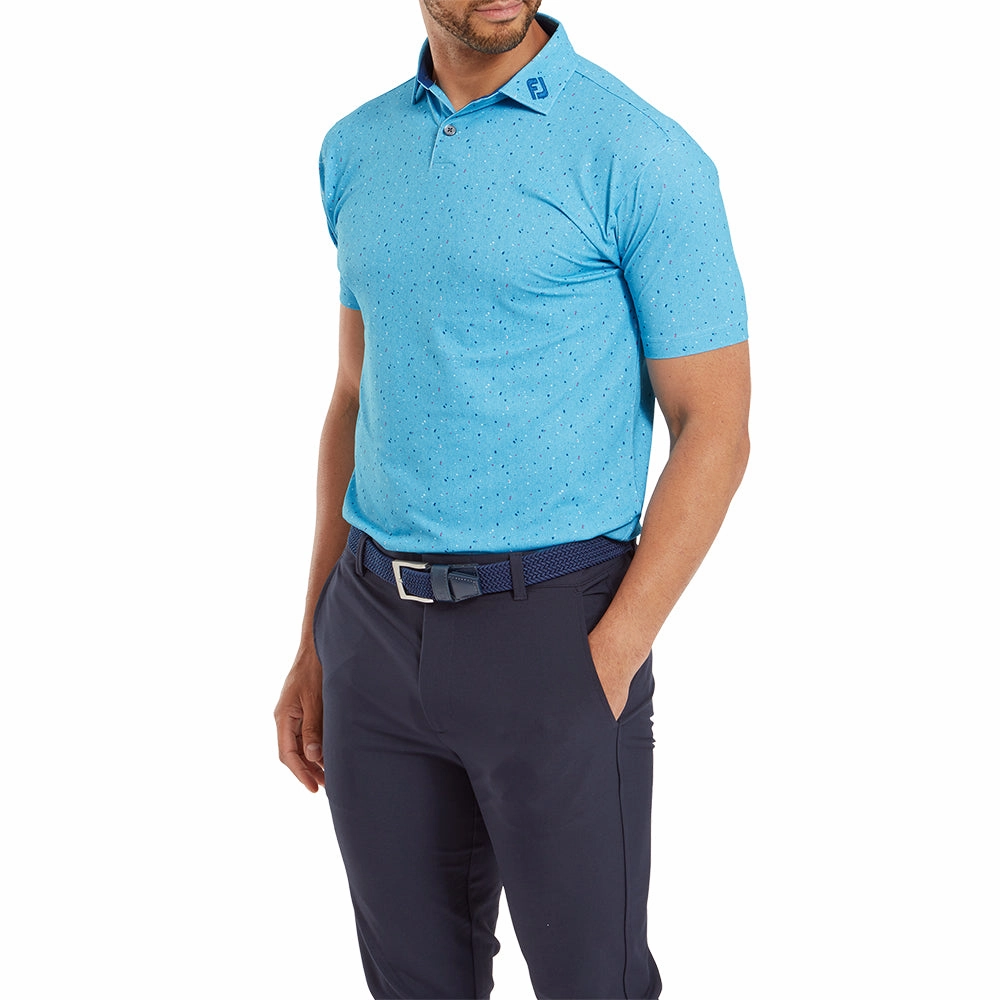 FootJoy Tweed Texture Pique Polo Shirt - Blue Sky Fun and Comfortable UV Protective Fabric