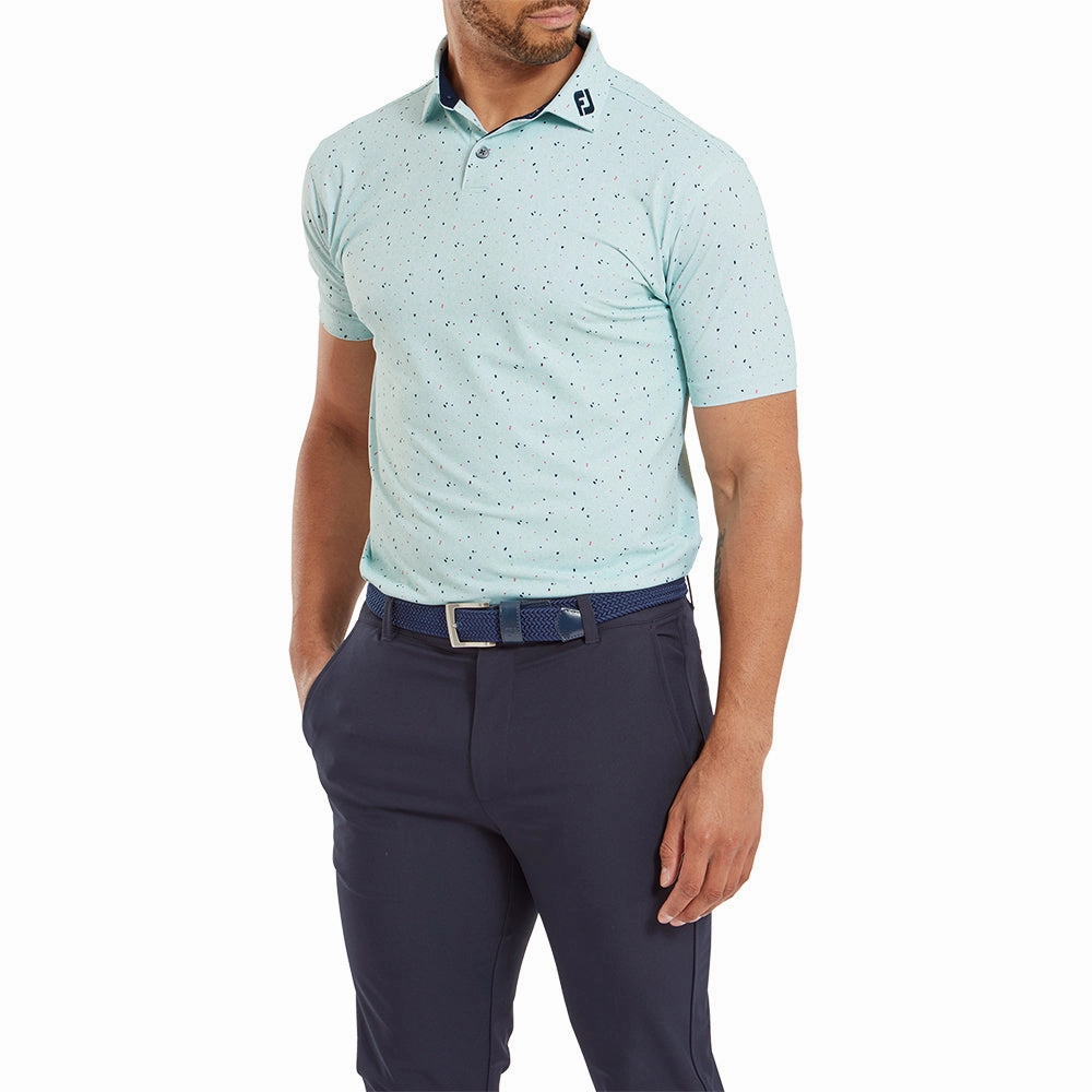 Vibrant Prints FootJoy Tweed Texture Pique Polo Shirt - Sea Glass