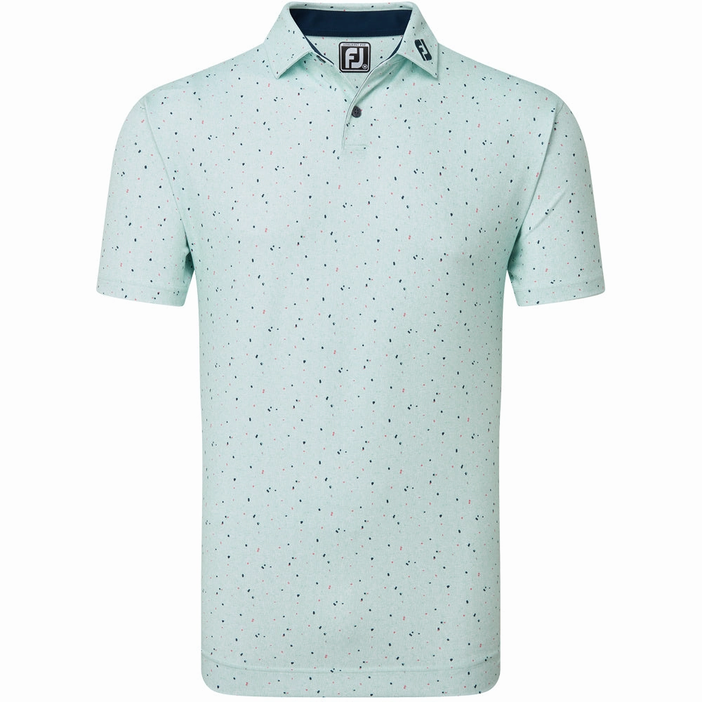 Seamless Edging Stretch Fabric Technology FootJoy Tweed Texture Pique Polo Shirt - Sea Glass