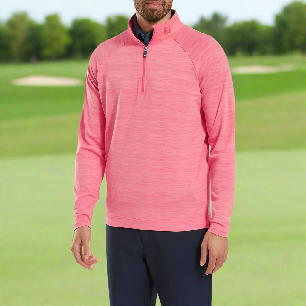 Modern Fit Cozy Outerwear FootJoy Wave Jacquard Chill-Out Pullover - Pink Lemonade