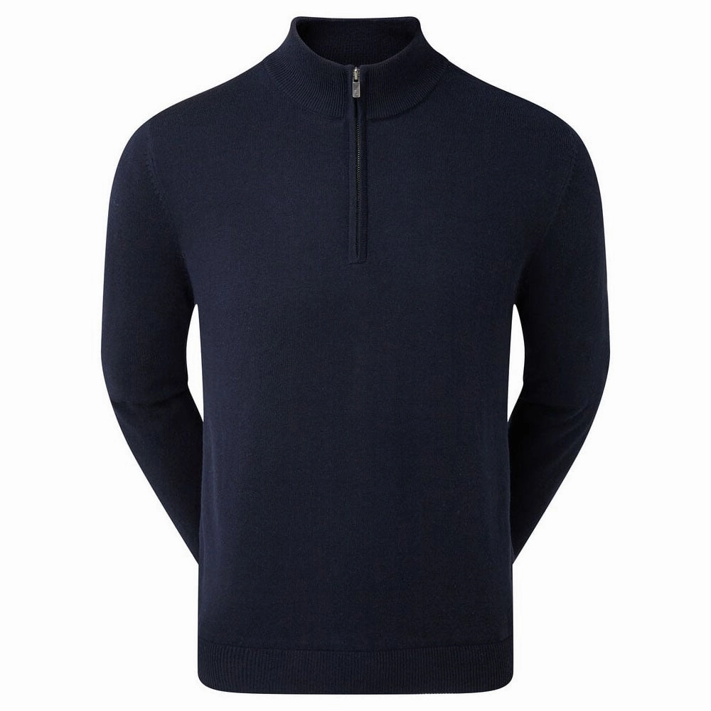 Neutral Tone product surfing suitable balance FootJoy Wool Blend 1/2 Zip Lined Pullover - Navy
