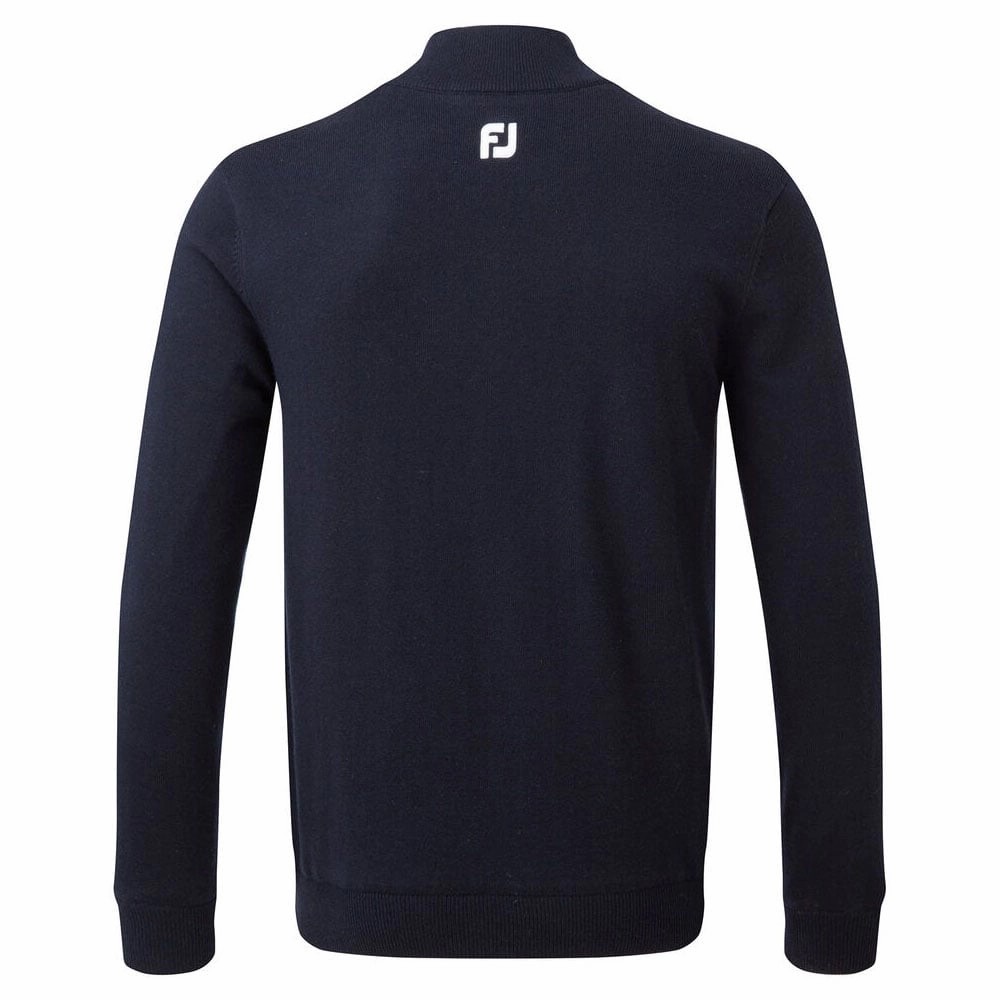 FootJoy Wool Blend 1/2 Zip Lined Pullover - Navy Buttoned