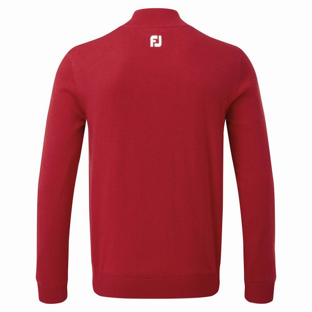 FootJoy Wool Blend 1/2 Zip Lined Pullover - Red Functional Comfort