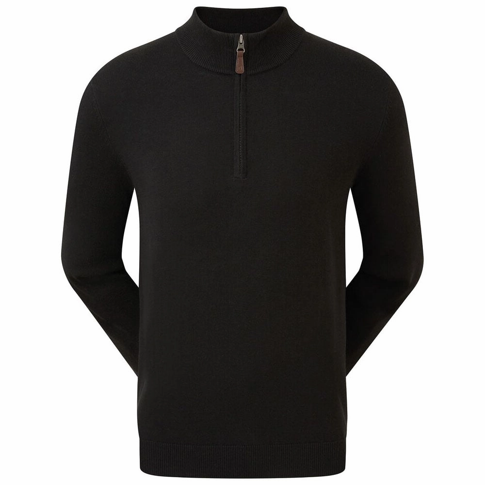 Cozy And Warm FootJoy Wool Blend 1/2 Zip Pullover - Black