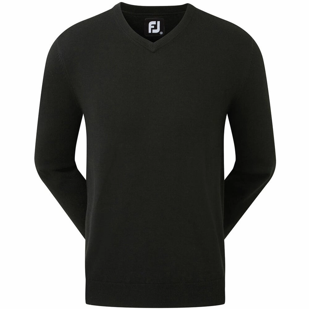 Footjoy Wool Blend V-Neck Pullover - Black Comfy Look Gym Essential