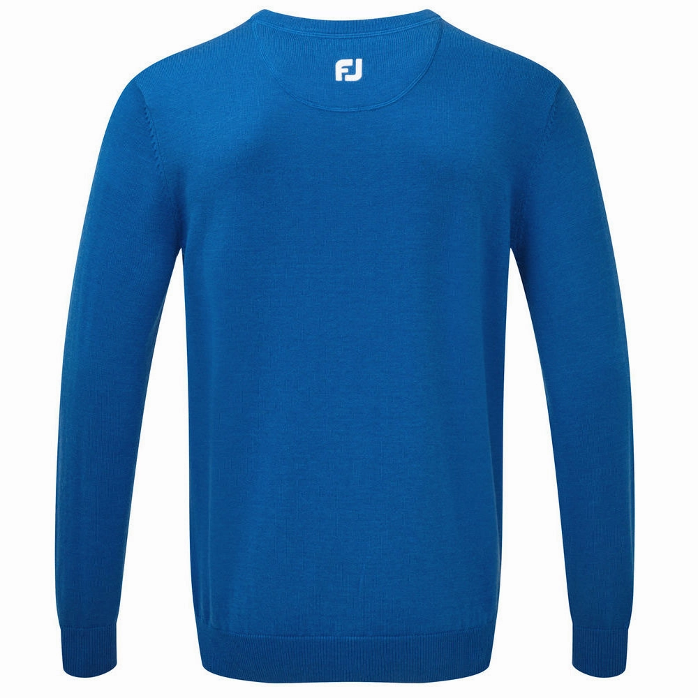 ribbon accents Soft Feel Footjoy Wool Blend V-Neck Pullover - Blue Marlin