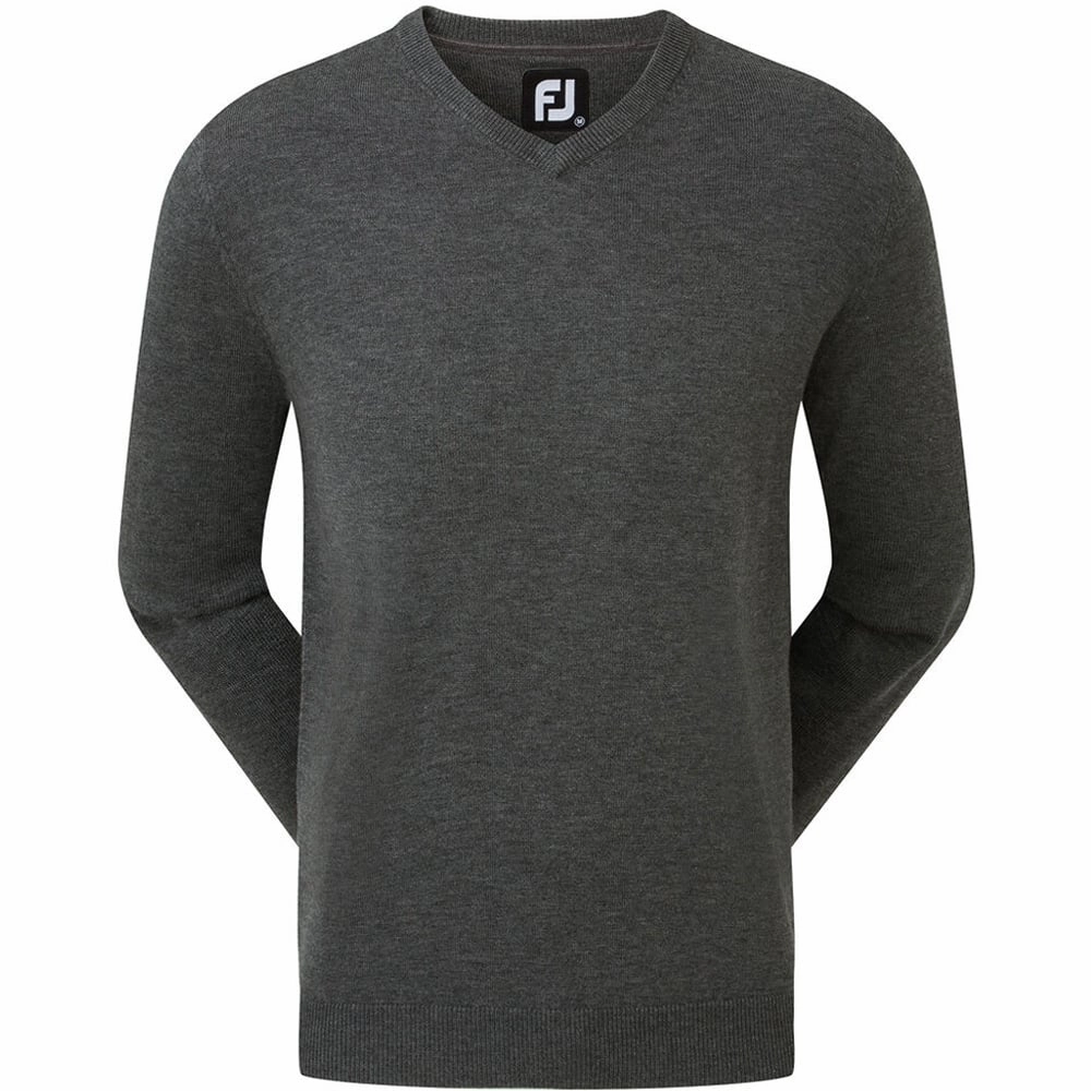 Chill Vibe Fashionable Hoodie FootJoy Wool Blend V-Neck Pullover - Heather Charcoal