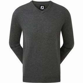 Chill Vibe Fashionable Hoodie FootJoy Wool Blend V-Neck Pullover - Heather Charcoal