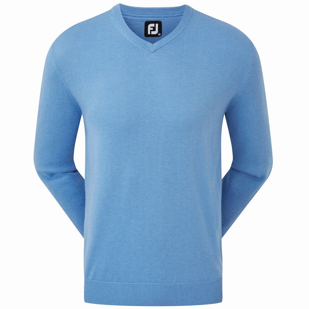 product customer retention Fresh Relaxed Footjoy Wool Blend V-Neck Pullover - Light Blue