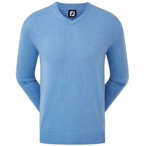 Footjoy Wool Blend V-Neck Pullover - Light Blue Half sleeve