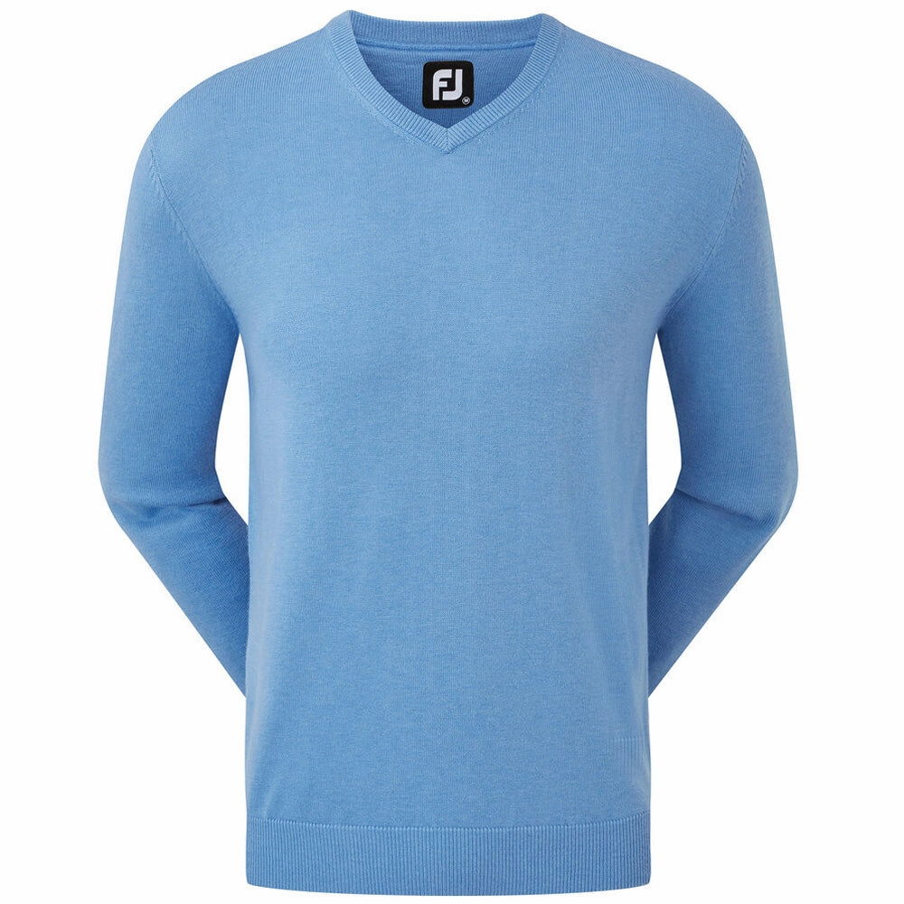 Footjoy Wool Blend V-Neck Pullover - Light Blue Half sleeve