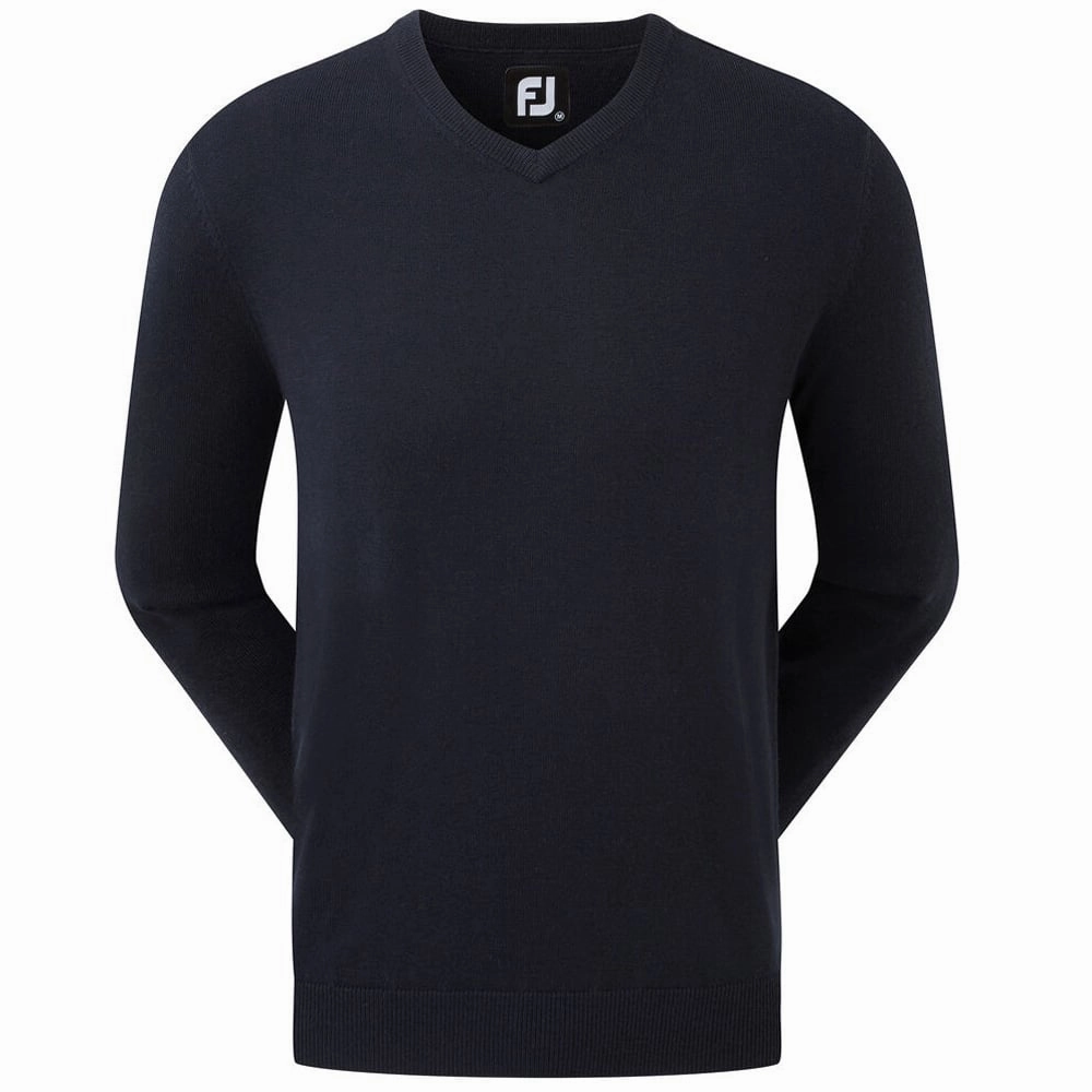 Footjoy Wool Blend V-Neck Pullover - Navy Winter Ready
