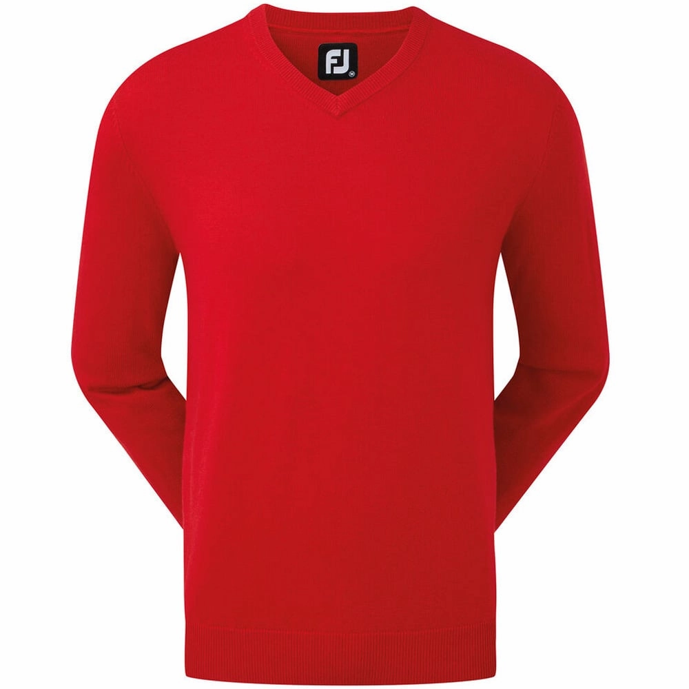 Quilted Lining Comfortable Footjoy Wool Blend V-Neck Pullover - Red