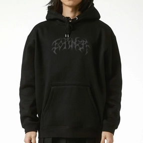 Former Puncture Satin Hoodie - Black All Season Staple Distressed Detailing