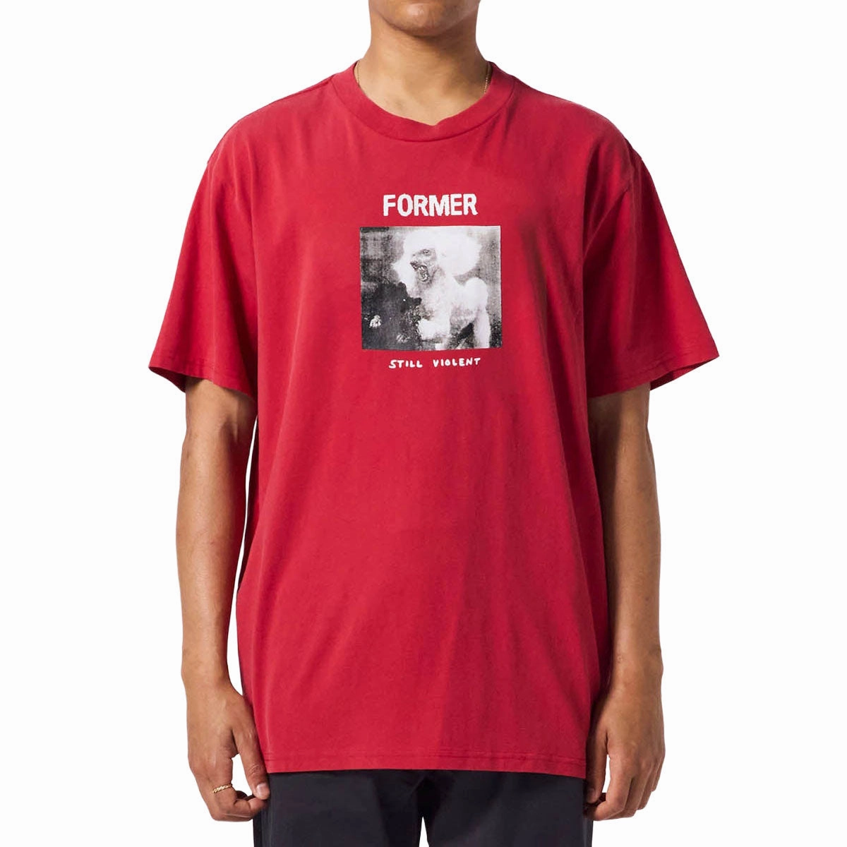 Former War Poodle T-Shirt - Red Sporty Style Weekend Outfit