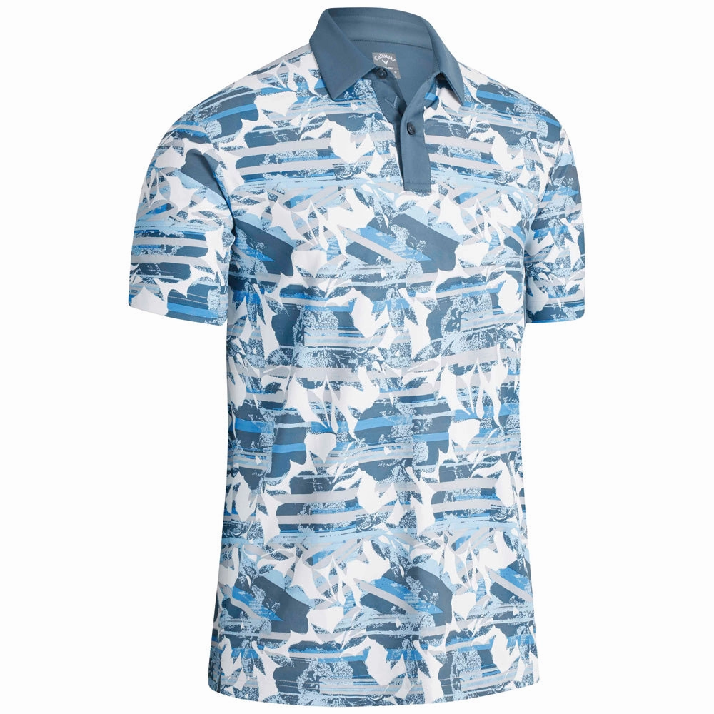 Sustainable Fibers Non Iron Fabric Callaway Floral Printed Polo Shirt - Bright White