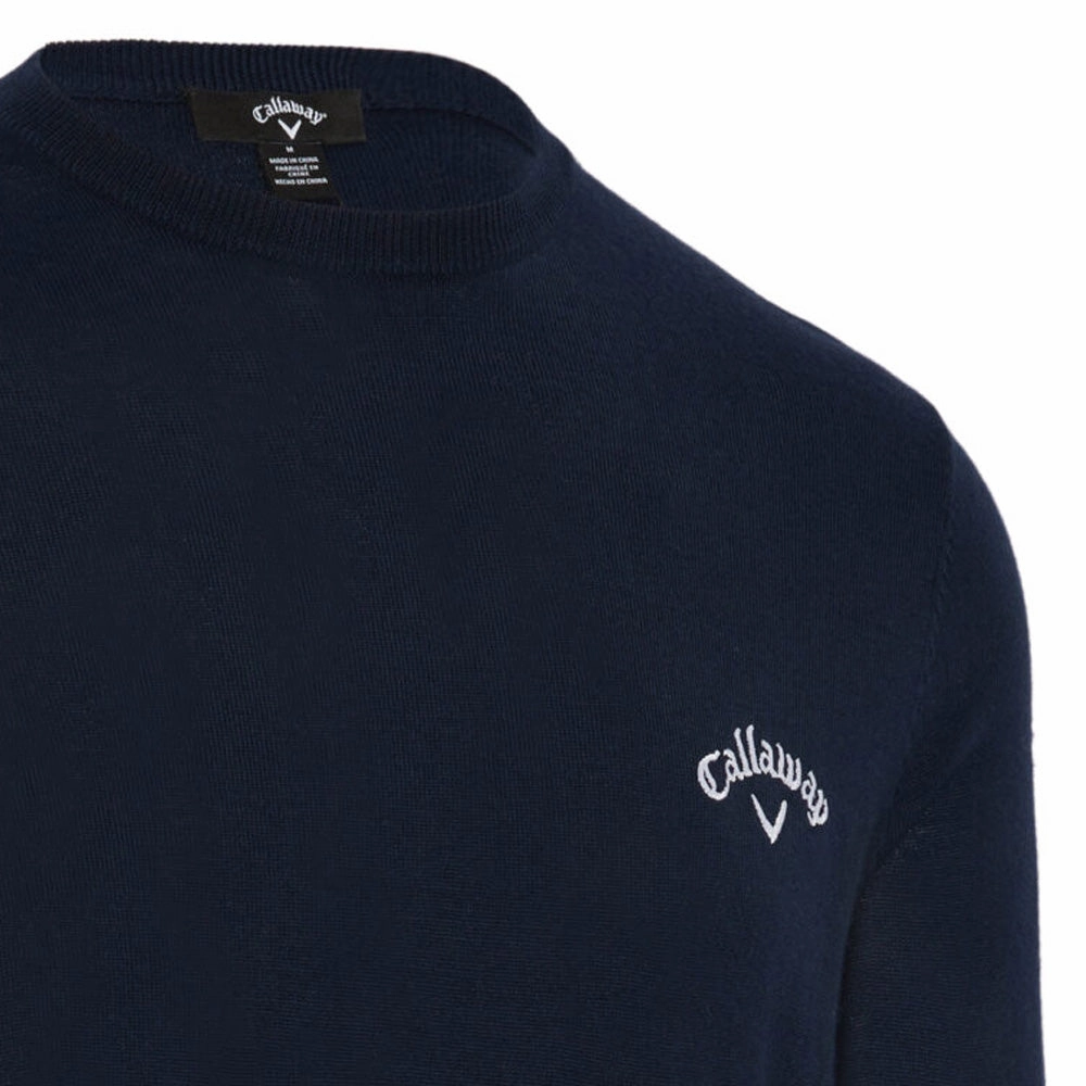 Callaway Crew Neck Merino Mix Sweater - Navy Blue Polyester Performance Ready