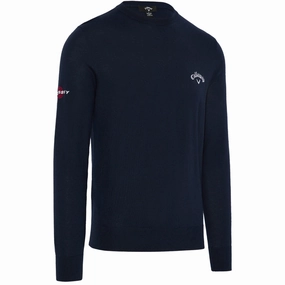 product animal print wildness waterproof Callaway Crew Neck Merino Mix Sweater - Navy Blue