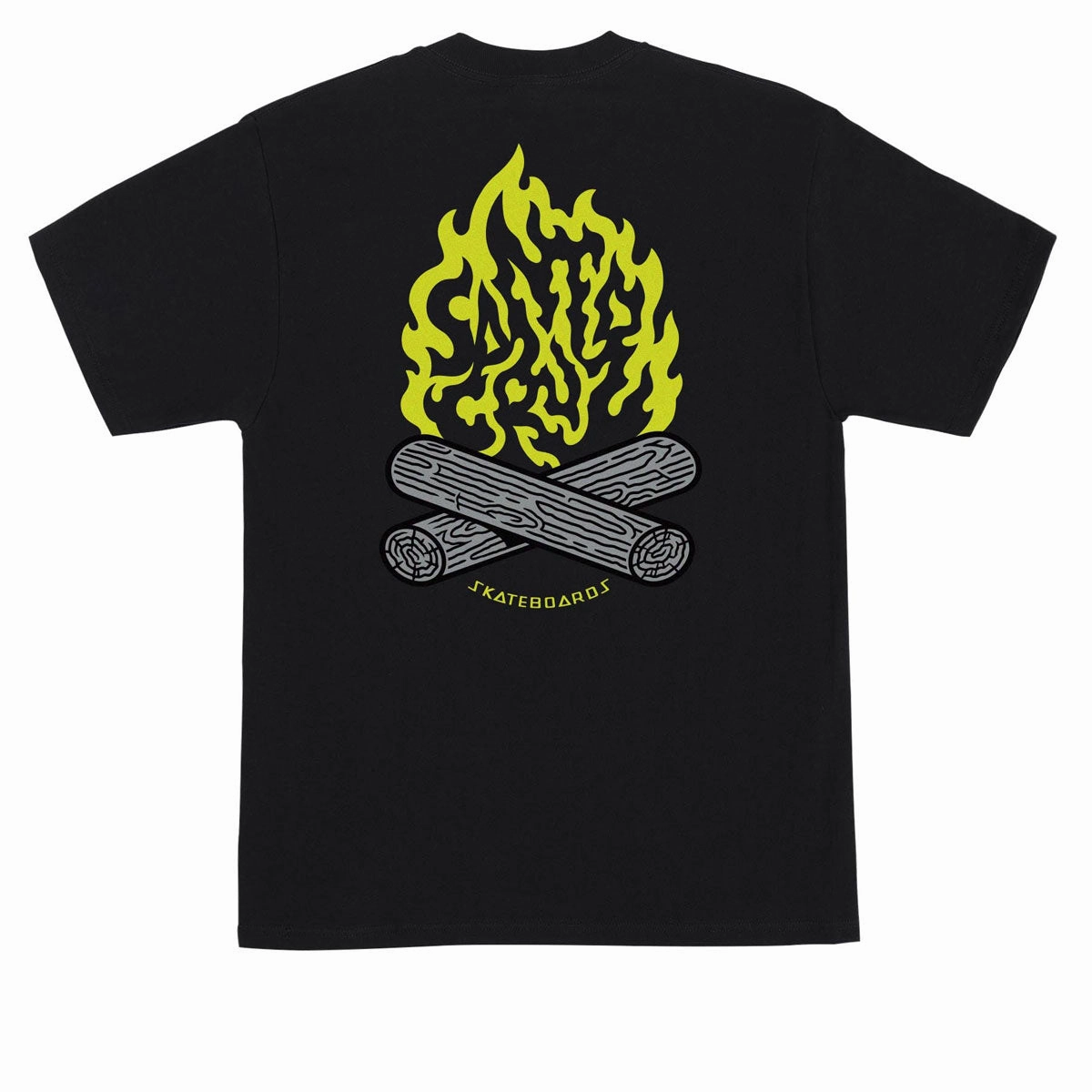 Ribbed Neckline Santa Cruz Campfire T-Shirt - Black