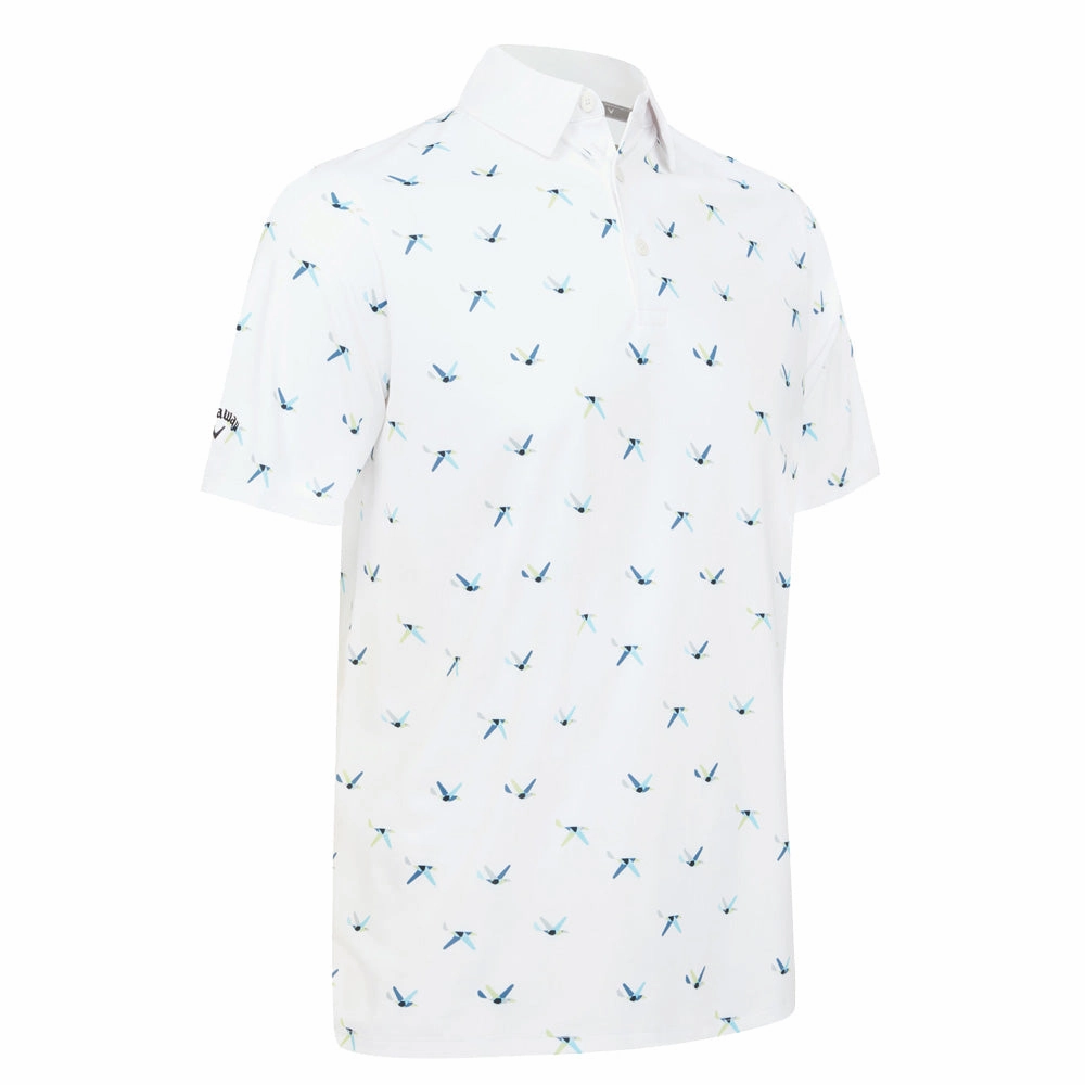 City Outfit Versatile Fashion Callaway All Over Birdie Polo Shirt - Bright White