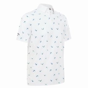 City Outfit Versatile Fashion Callaway All Over Birdie Polo Shirt - Bright White