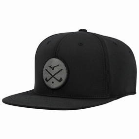 Wide brim Elegant Finish Mizuno Crossed Clubs Snapback Cap - Black