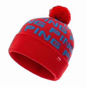 Ping Logo Bobble Hat - Lave Red/Bright Blue Wide brim Midseason Vibe