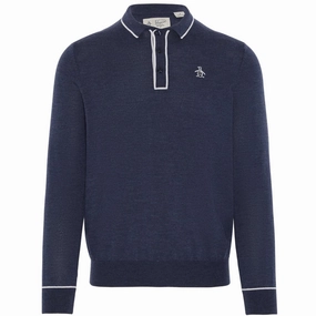 Original Penguin Earl Merino Sweater - Black Iris/Bijou Heather Fashion Relaxed