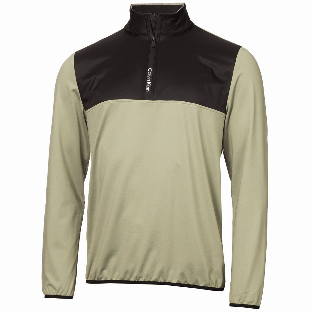 slim cut Cold Weather Wear Calvin Klein Malden 1/4 Zip Pullover - Cameo Green