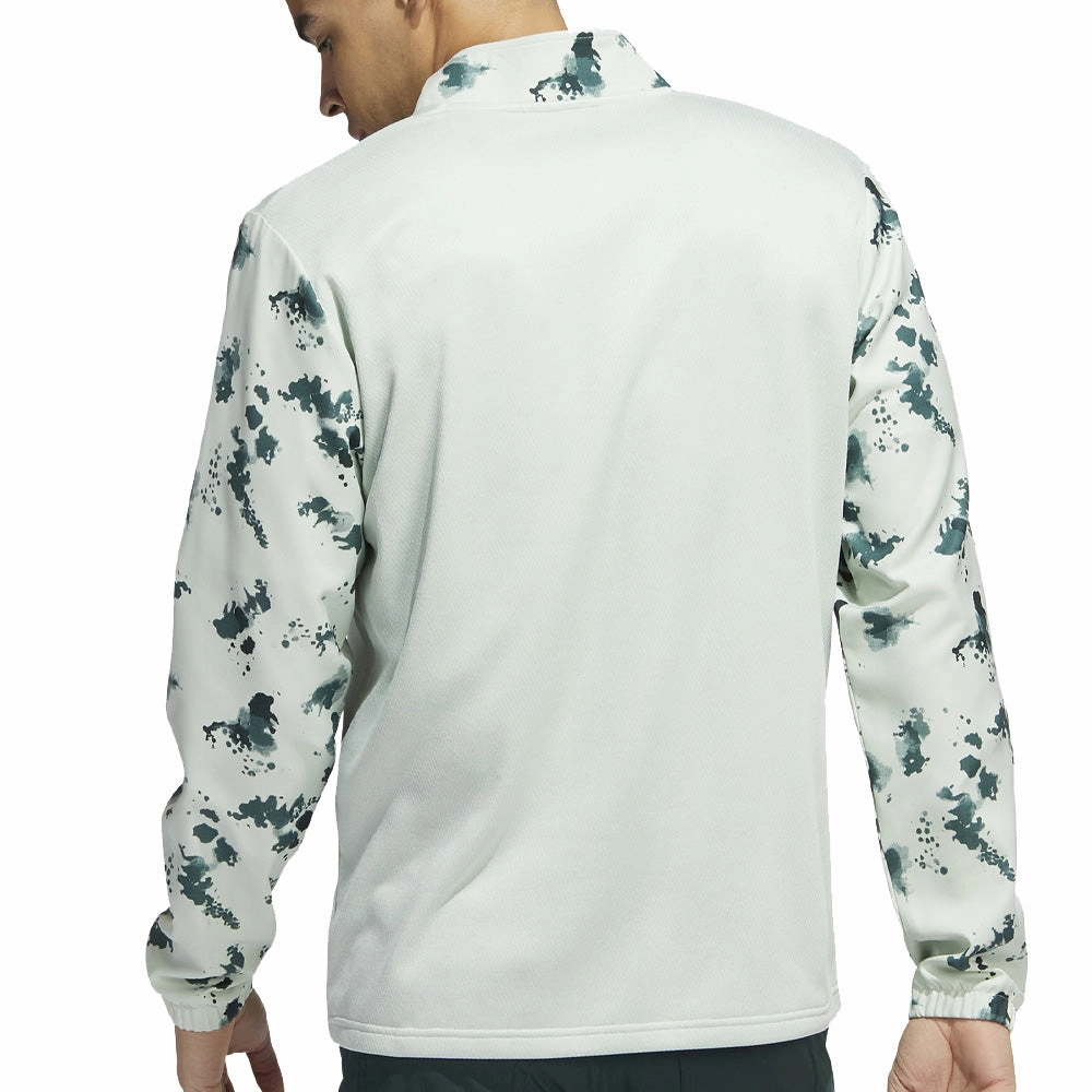 adidas Splatter Print 1/4 Zip Pullover - Linen Green/Shadow Green Hoodie Style
