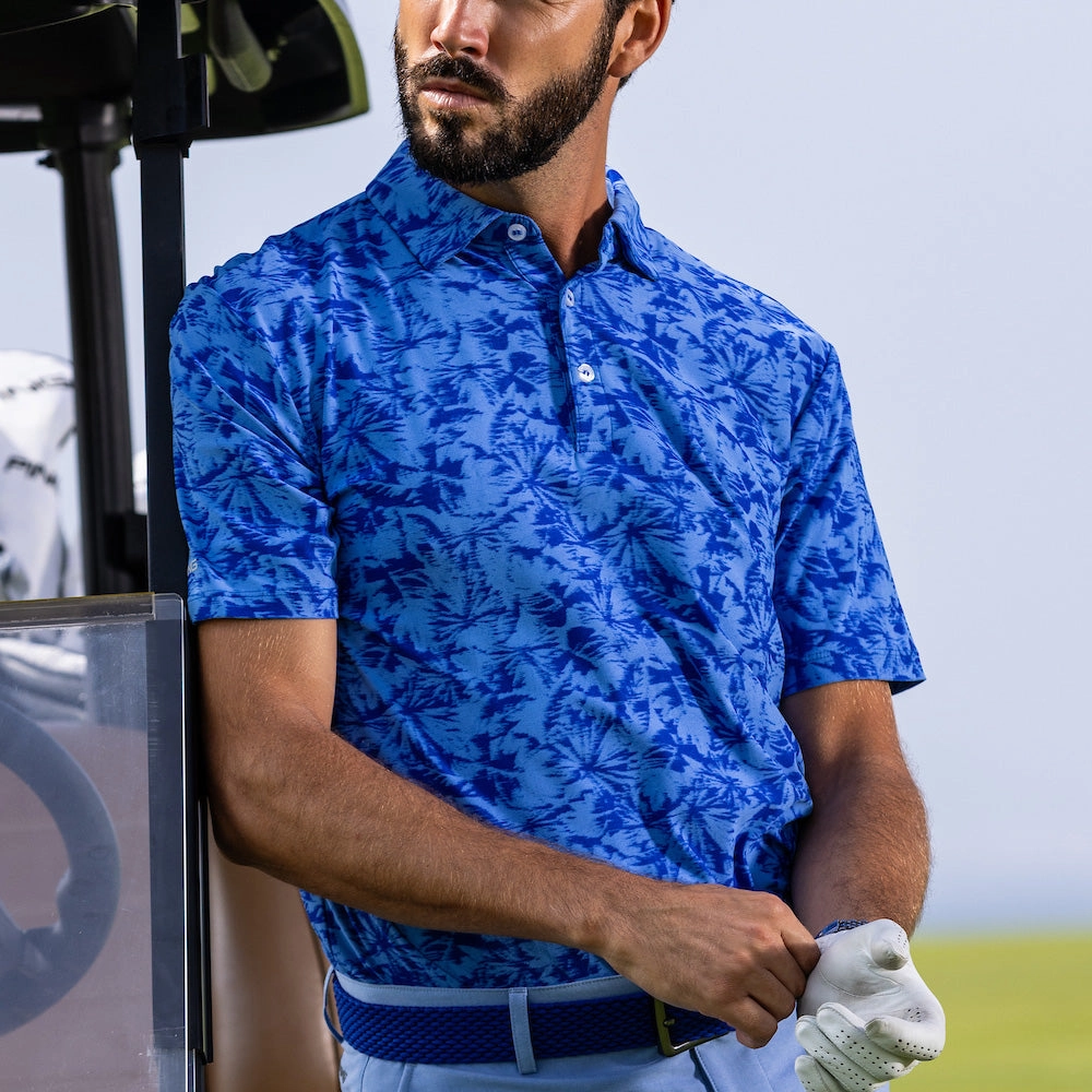 Ping Diego Polo Shirt - Cornflower Blue Multi Organic Cotton Blend Outdoor Look