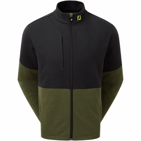 FootJoy Colour Block Full Zip Chillout Pullover - Black/Olive Cozy Street Style Relaxed Style