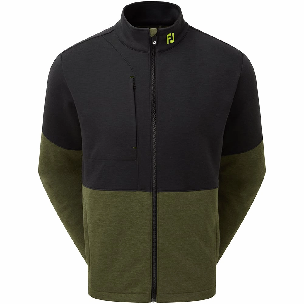 FootJoy Colour Block Full Zip Chillout Pullover - Black/Olive Cozy Street Style Relaxed Style