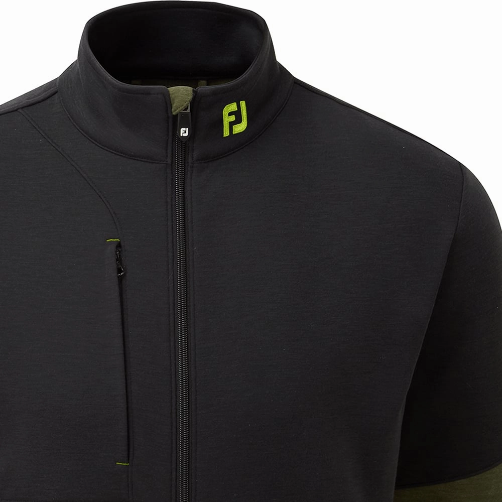 glove accents FootJoy Colour Block Full Zip Chillout Pullover - Black/Olive