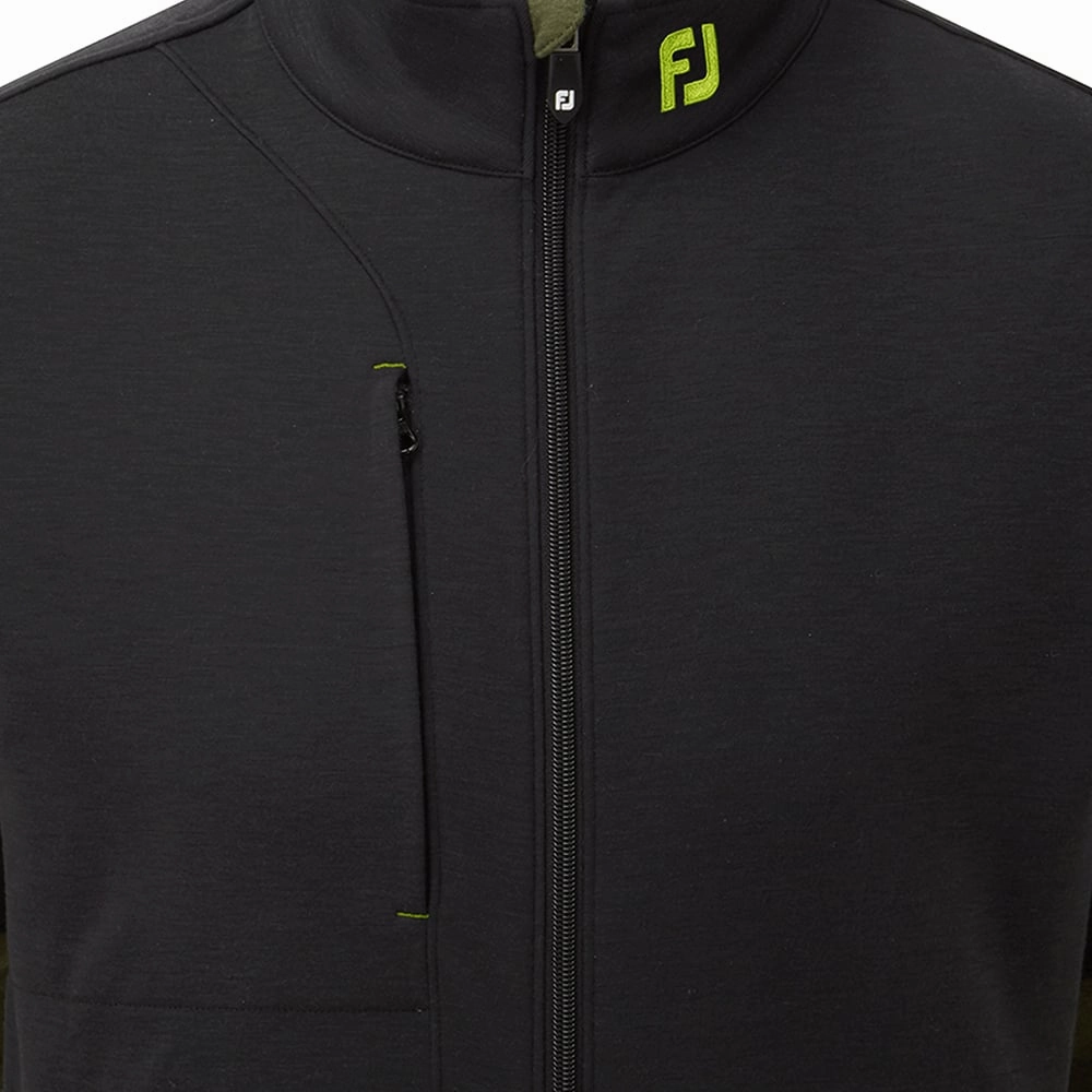 hook accents right for beach trips FootJoy Colour Block Full Zip Chillout Pullover - Black/Olive