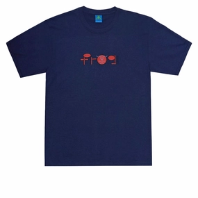 Chic Anti Bacterial Treatment Frog Skoom Logo T-Shirt - Navy