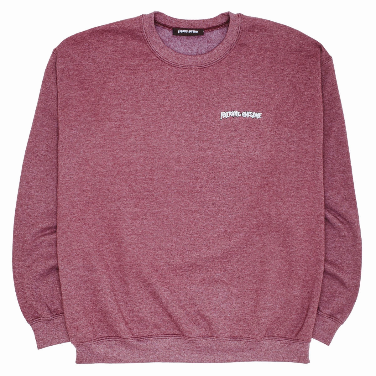 Fucking Awesome Believe Crewneck Sweatshirt - Maroon Heather Vintage Wash Effect Moisture Wicking Technology