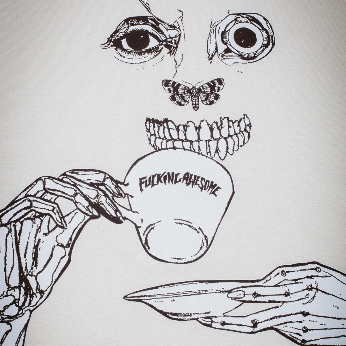 Fucking Awesome Teethface T-Shirt - Cream Fashion and Comfort